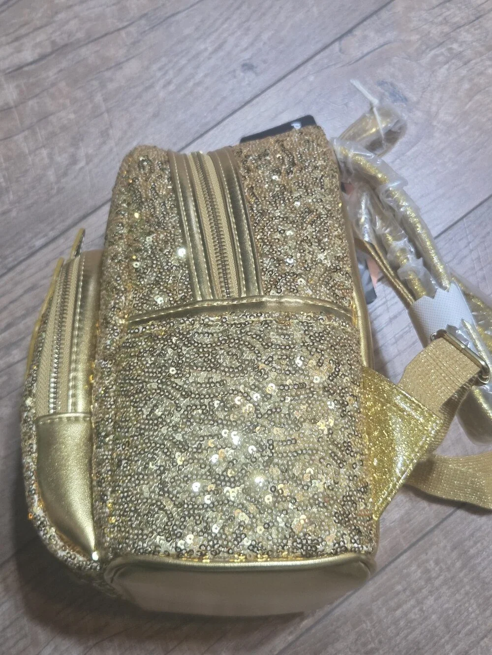 Exclusive Loungefly LUMIERE Beauty And The Beast  Gold Sequins Mini Backback